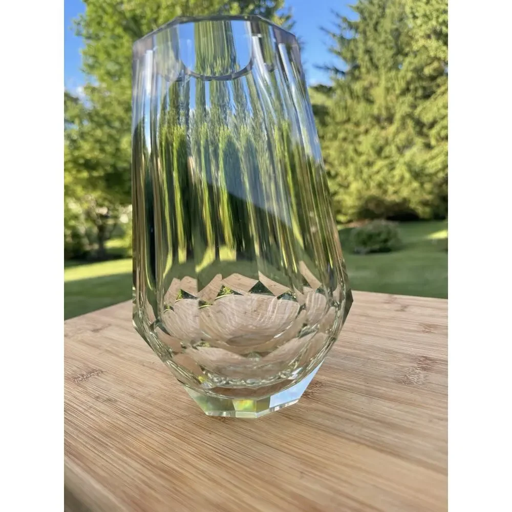 Josef Hoffmann Moser Art Deco Octagonal Faceted Glass Vase 8